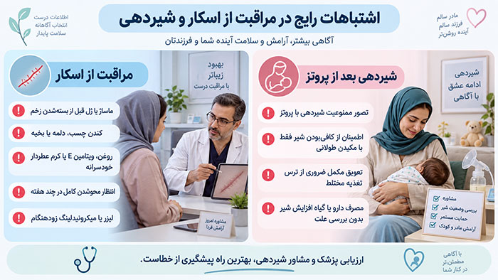 بیماری اشتباهات رایج در مراقبت از اسکار و شیردهی