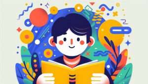 پسری در حال کتاب خواندن