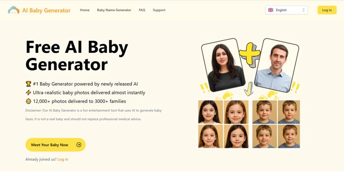 سایت تشخیص چهره کودک AI Baby Generator