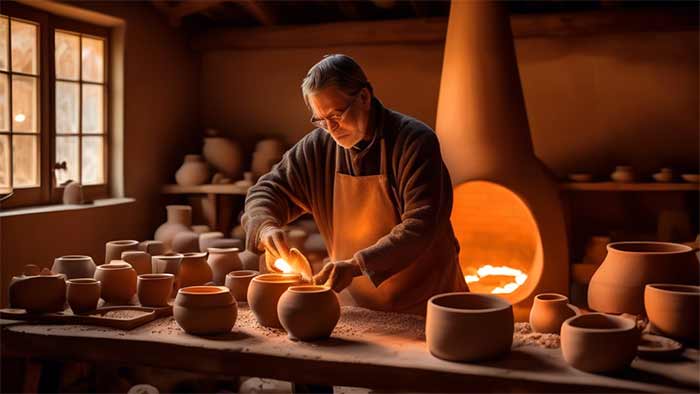 پختن خاک به ظرف‌های هنری