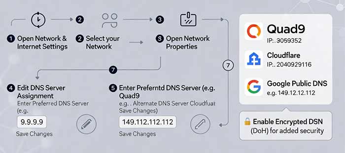 تغییر dns در ویندوز 11