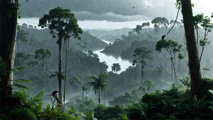 ۱. زیست‌بوم جنگل بارانی (مانند آمازون)
